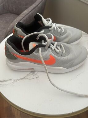 Nike Air Kids Grey Sneakers with Orange Swoosh